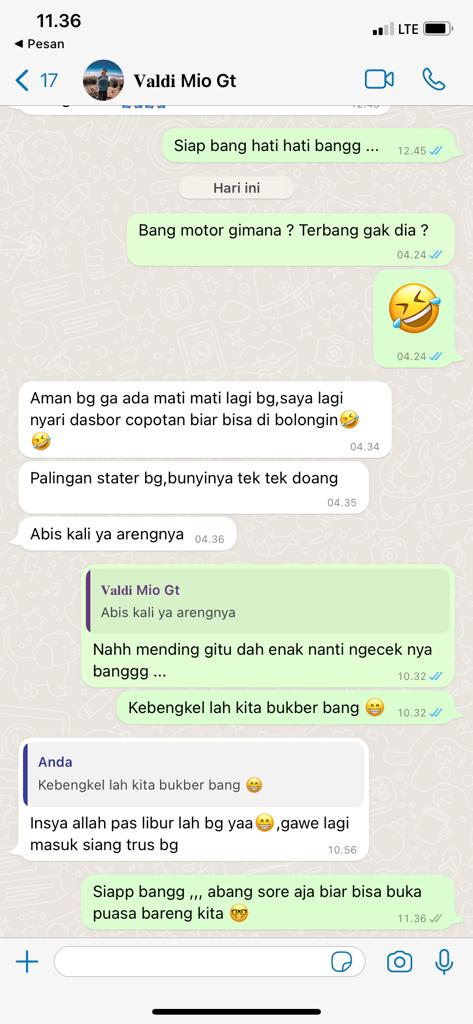 testimoni bengkel motor bekasi bangkit jaya motor